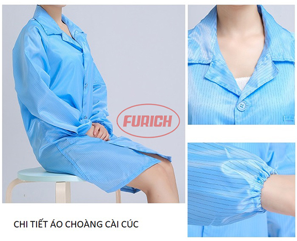 Áo choàng phòng sạch cài cúc 7 Áo choàng phòng sạch cài cúc chi tiết