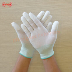 Găng tay phủ PU đầu ngón 4 Găng tay phòng sạch phủ PU đầu ngón tay