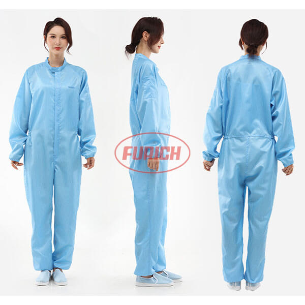 Quần áo chống tĩnh điện liền thân màu xanh