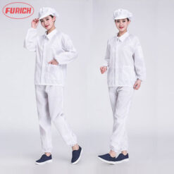 Quần áo chống tĩnh điện rời cổ bẻ chử y màu trắng