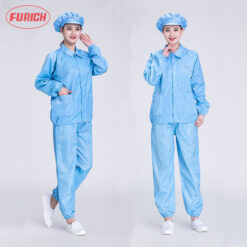Quần áo chống tĩnh điện rời cổ bẻ chử y màu xanh